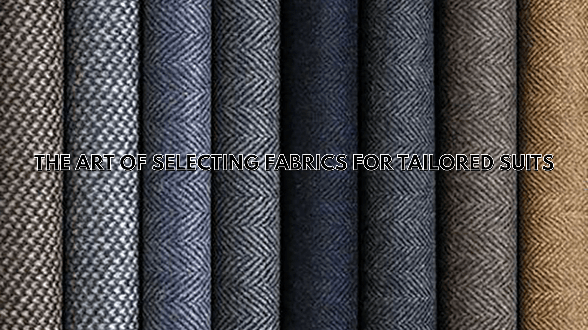 Variety of tailored suit fabric samples displayed