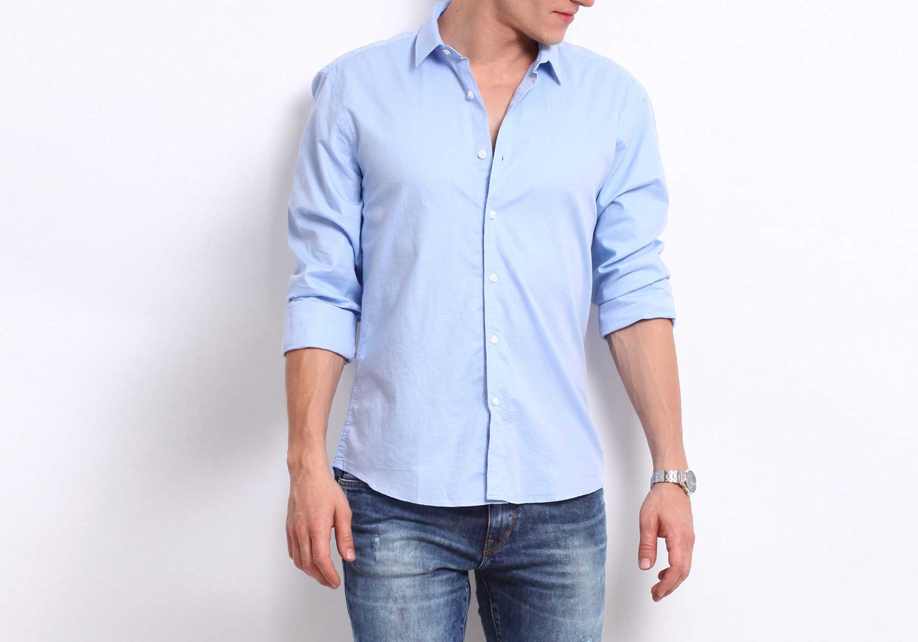 Mens Casual Light Blue Shirt