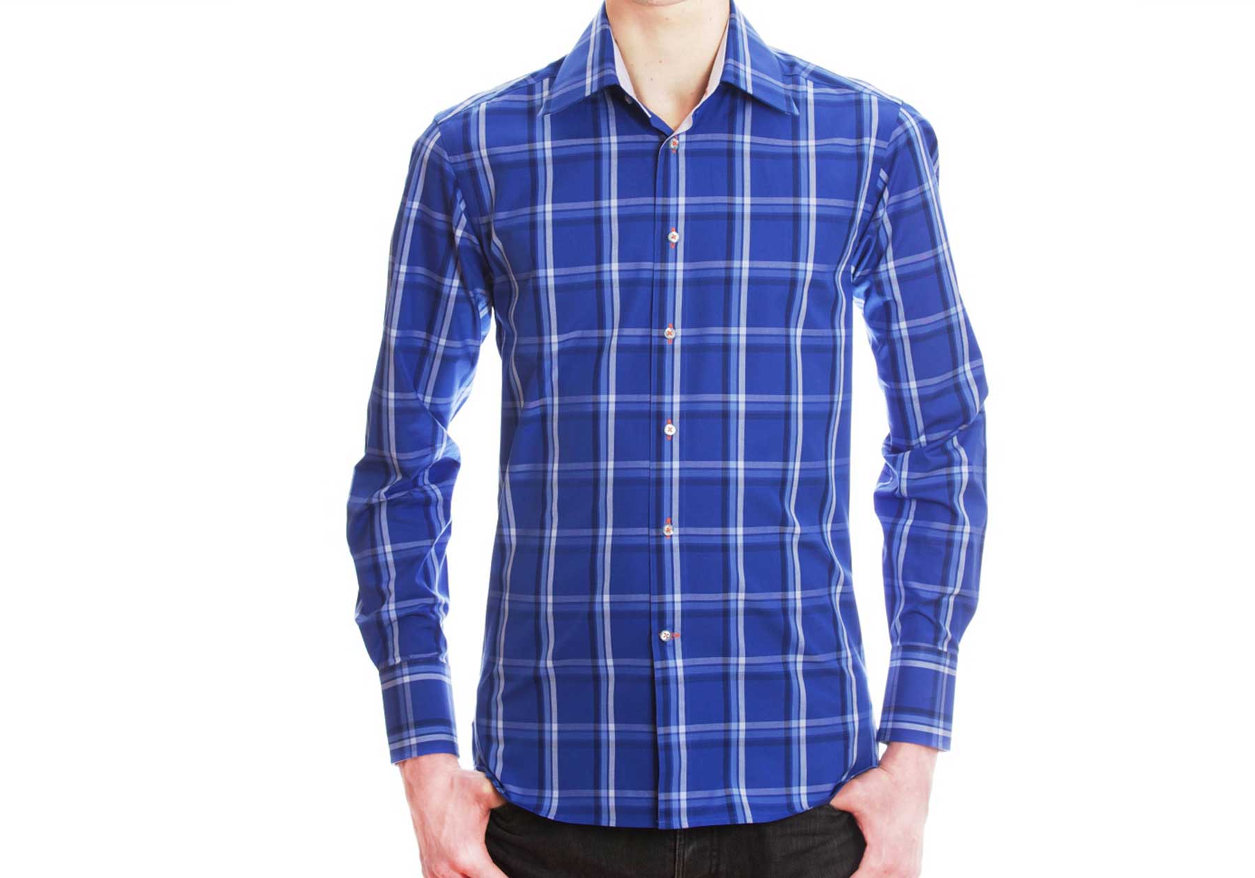 Mens Checked Blue Shirt