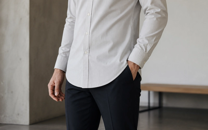 Man wearing a button-up shirt and pants