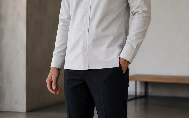 Man in a light shirt and dark trousers