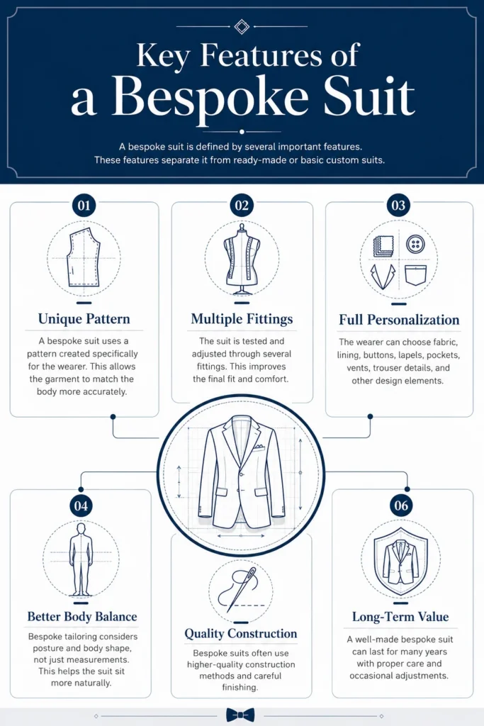 Infographic on bespoke suit features