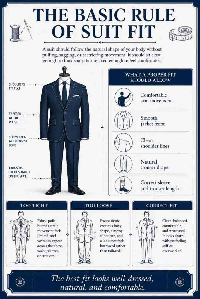 Infographic on proper suit fit guidelines